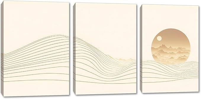 72 x 36 TOTAL - Landsape of lines Wall Art Canvas Geometric Print modern minimalis, office art - 3 Panel Split
