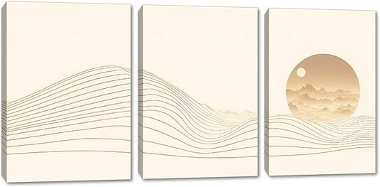 42 x 20 TOTAL - Landsape of lines Wall Art Canvas Geometric Print modern minimalis, office art - 3 Panel Split