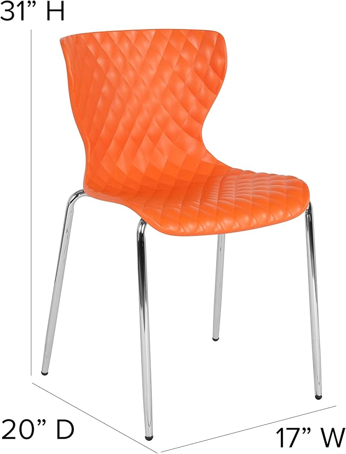 Flash Furniture Lowell Contemporary Design Orange Plastic Stack Chair