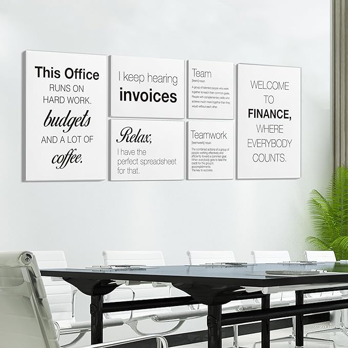 Nvhai Teamwork Wall Art for Office Finance Team Canvas Posters Set of 6 Framed Modern Accounting Office Artwork Wall Decor, Accountant Gifts, Multiple dimensions