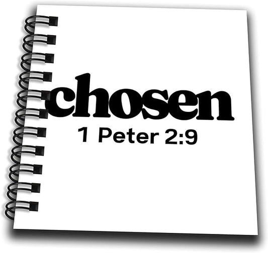 Mini Notepad 4 x 4 inch - Bible Verse Chosen Christian Library Prints 3dRose - Rosette - Christian Library