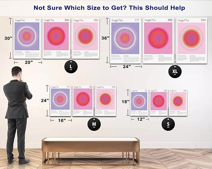 SHMAO Colorful Gradient Aura Angel Numbers Poster Canvas Wall Art for Room Aesthetic Inspirational Spiritual Wall Art Paintings Abstract Minimalist Wall Decor for Bedroom 12"x18" x 3 Pcs