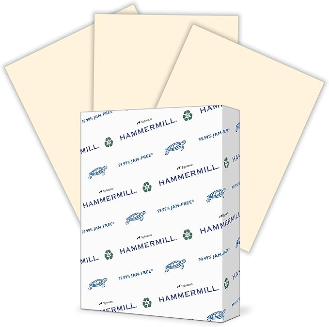 Hammermill Colored Paper, 20 lb Ivory Printer Paper, 8.5 x 11 - Made in the USA, Pastel Paper, 103176R - 1 Ream (500 Sheets)