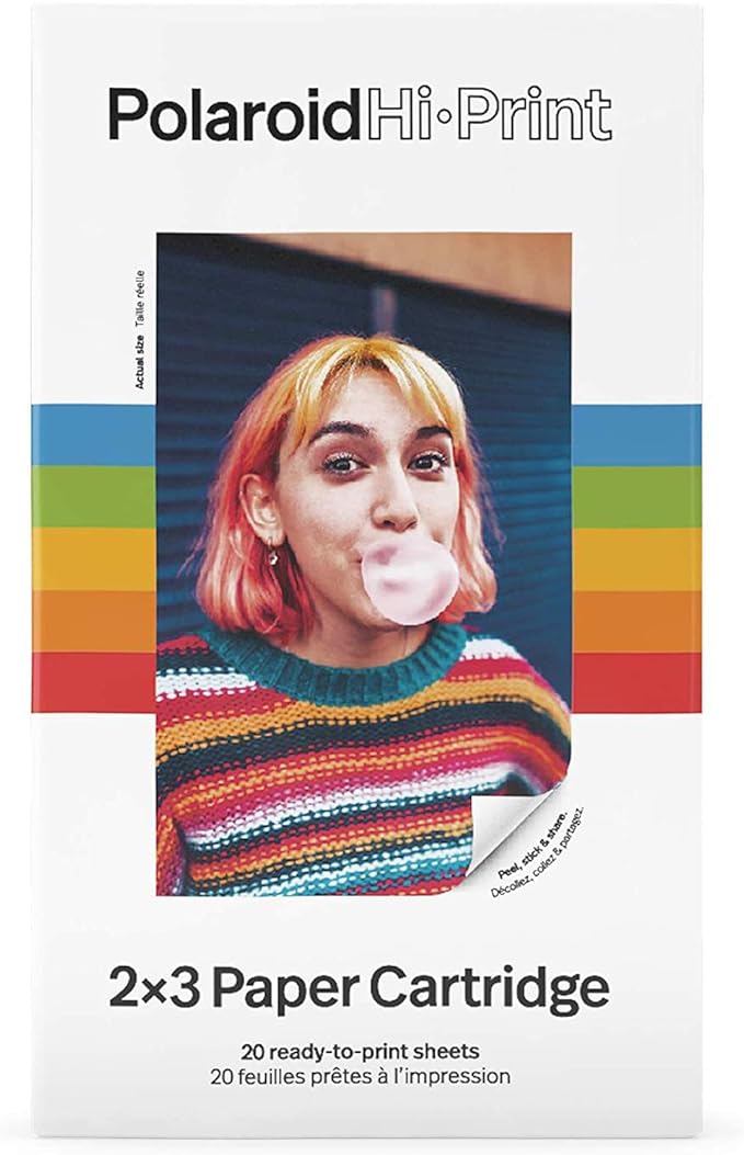 Polaroid Hi-Print 2X3 Paper Cartridge 20 Sheets + Purple Album Holds 64 Photos