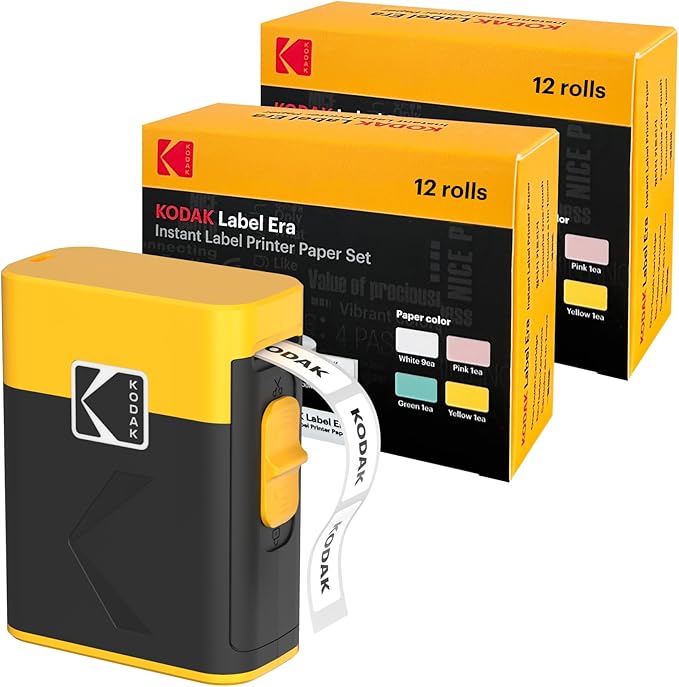 KODAK Label Maker Machine Value Pack, Yellow (24 Refills) – Label Printer for School, Office & Home Organization