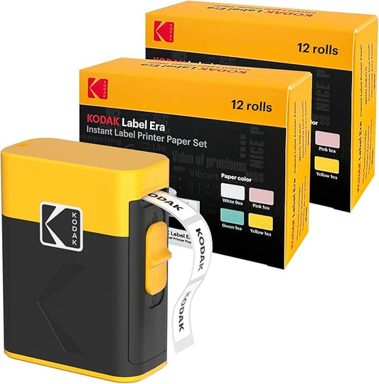 KODAK Label Maker Machine Value Pack, Yellow (24 Refills) – Label Printer for School, Office & Home Organization