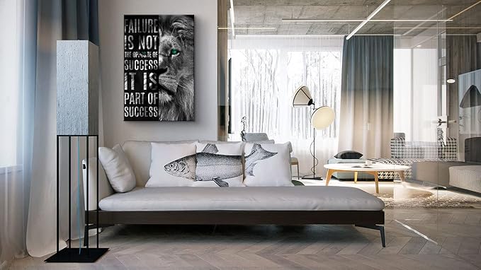 Motivational Lion Quotes Wall Decor Art Print 24''Wx36''H - Inspirational Office Wall Art with Positive Affirmations, Ready to Hang with Back Hook, Durable Home & Office Decor for Modern Spaces