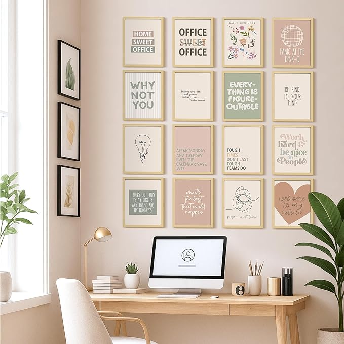 Humyoun 16 Pcs Motivational Office Wall Decor Minimalist Office Inspirational Poster Wall Art Teamwork Positive Quotes Prints Decoration Modern Waterproof No Frame Poster Art Decor for Home Workplace