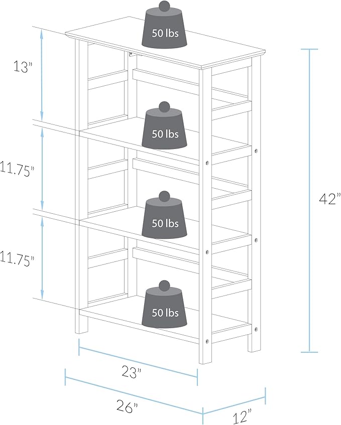 Casual Home Soho Manhattan 4-Shelf Bookcase 26 Wide - Espresso, 304-44