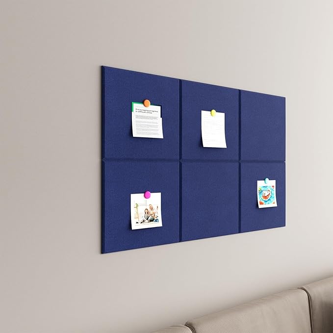 Large Cork Boards for Walls – 36" x 24" Self Adhesive Felt Wall Tiles, Ideal for Office Black Bulletin Board, Easy to Install Pin Board Photo Board