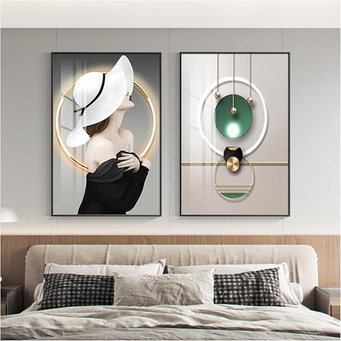 Wall Art for Office Framed Decorative Oil Painting Set Posters for Room Decorative Modern Artwork Ready to Hang 2 Pieces,X,23.6 * 15.7in