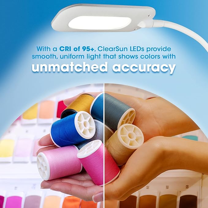 OttLite Flexible Soft Touch LED Clip Lamp with ClearSun LED Technology - Sturdy Clip Light is Dimmable & Flexible - Travel-Friendly & Portable Reading Lamp for Home, Desks, Tables, & Bookshelves
