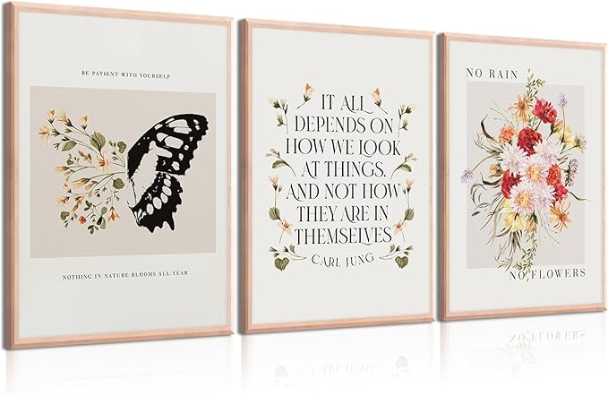 VVL 3Pcs Inspirational Quotes Wall Art for Office Mental Health Wall Art Motivation Painting Picture Wall Decor for School Office Treatment Room Home Decoration 12x16in Unframed