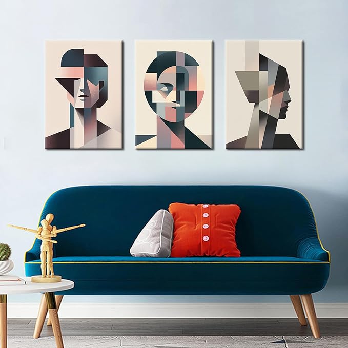 YSPCSUN Abstract Modern Minimalism Wall Artwork Geometric Stitching Combinations Picture Painting for Home Office Parlour Kitchen Wall Decor Artwork Decorative Ready to Hang [60''Wx28''H]