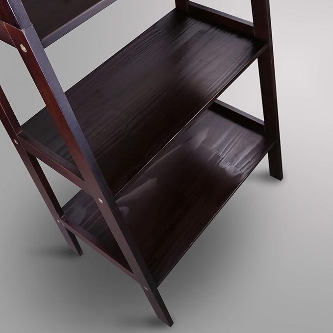 Casual Home 100% Solid Wood 5-Shelf Ladder Bookcase, Standard, 72"H, Espresso