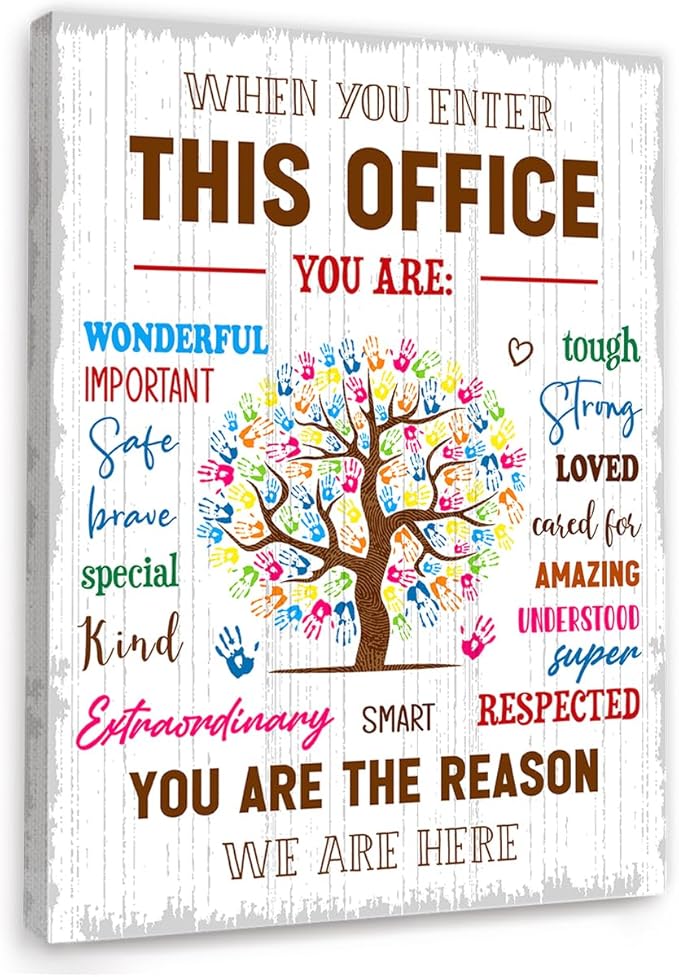 In This Office Wall Decor,Positive Teamwork Quote Wall Art Canvas Framed for Workplace Office Wall Decor 12 x 15 in