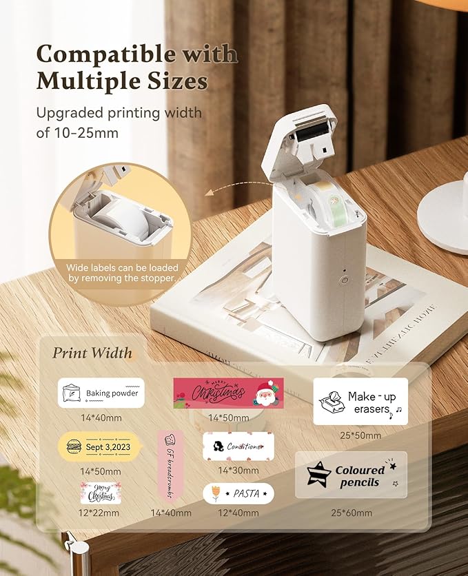 NIIMBOT D101 Label Makers with 1 Roll 0.47''x1.57'' Tape, Portable Bluetooth Sticker Printer for Home Office School Organizing Use with Print Width 0.5 to 1 Inch, White