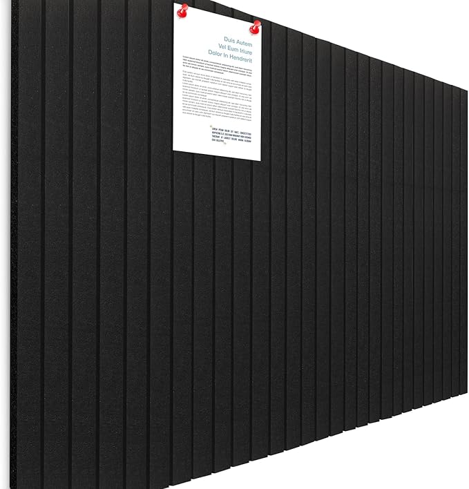 Honoson 12 Pack 47" x 35" Large Cork Board Alternative Felt Bulletin Board Wall Tiles with Safe Square Adhesive Large Roll Cork Tiles for Walls Organize Home Office Classroom Pin Panels (Black)