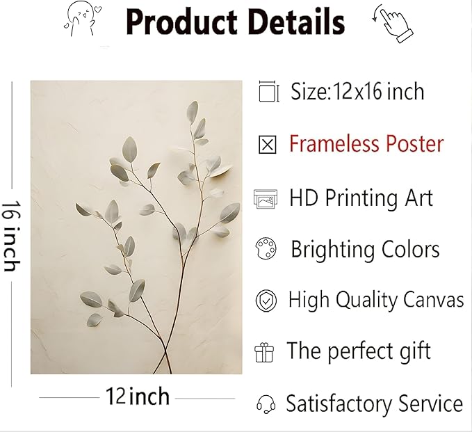 3Pcs Neutral Beige Floral Plant Canvas Wall art Textured Flower Botanical Painting Picture Wall Decor Vintage Blossom Poster Prints for Living Room Bedroom Bathroom Decor Unframed