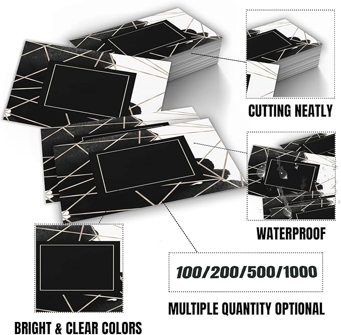 Business Cards Customize with Black & White Templates, Custom Business Cards Personalized with Your Logo, 3.5"X 2" 300gsm Matte Paper for Small Business