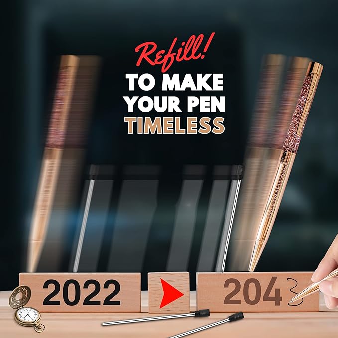 MESMOS Ballpoint Pen Refills 2.75inch (7cm) Pen Refills 1.0mm Medium Tip,Pen Replacement Cartridges Twist Pens and Crystal Ball Point Pens, fits The Mesmos Glorious Pen Set (Black Ink)