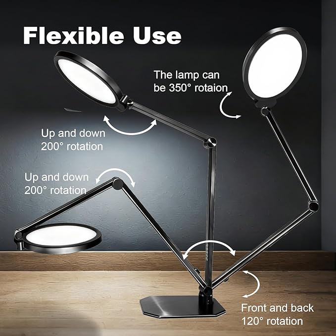 NS Pro LED Desk Lamp with Remote Control, Eye-Caring CRI95+ Dimmable Desk Light, 3000K–6000K Adjustable Color Temperature, Flexible Clamp or Base Mount, for Home Office, Study & Zoom Meetings, 2Pack