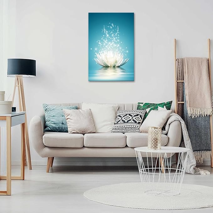 Canvas Prints Wall Art Lotus Flower Pictures Bathroom Decor Zen Painting Spa Photo Artwork Framed for Spiritual Meditation Yoga Room Ready to Hang24 x 36inch