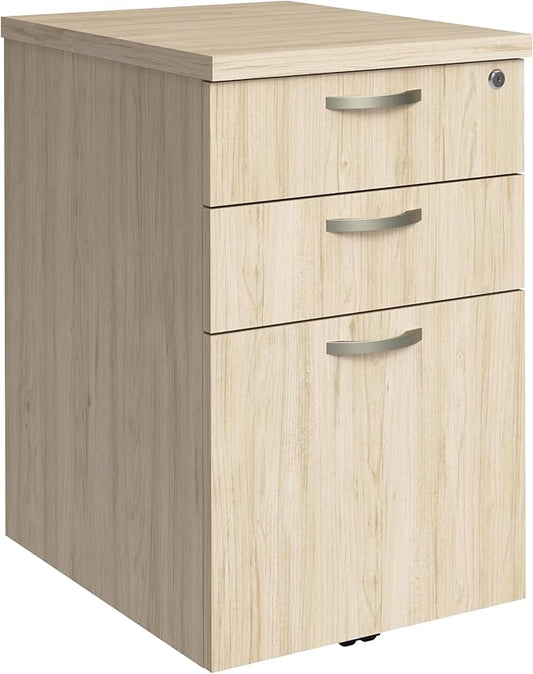 Bush Business Furniture 3 Drawer Rolling File Cabinet, Under Desk Storage, Office in an Hour Collection, Natural Elm