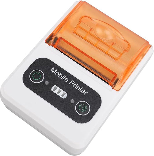 Pomya Bluetooths Thermal Receipt Printer, 58mm Handheld POS Inkless Receipt Printer, Portable Small Thermal Printer for Small Business Office Retail Store Restaurant (Orange White)