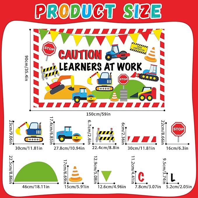 Construction Bulletin Board Set Traffic Themed Classroom Welcome Bulletin Board Decorations Workers Paper Cutouts Classroom Decorations for Back to School Office Home Chalkboard Decor Wall Door