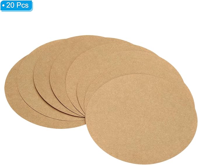 PATIKIL 9.8-inch Round Cardboard Paper, 20 Pcs 200GSM Blank Disc Circles Slices Cutouts Paper for Party Decorations DIY Craft Arts Drawing Painting Writing, Brown