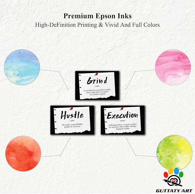 Office Wall Art - 3 Panel Motivational Wall Art, Inspirational Quotes Canvas Art for Home Office Wall Decor, Positive Quotes Wall Decor, Entrepreneur Grind Hustle Execution Poster Frame (12”x24”x3Pcs)