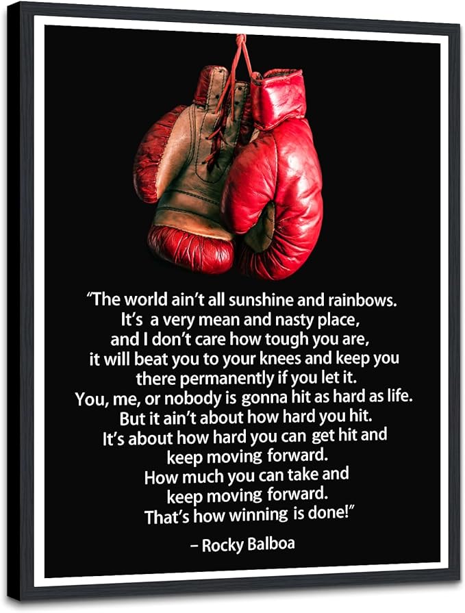 It Ain't How Hard You Hit Framed Canvas Print Wall Art, Motivational Quote Wall Pictures, Boxing Gym Decor for Man Cave, Ready to Hang, 12.5x16.5 Inches