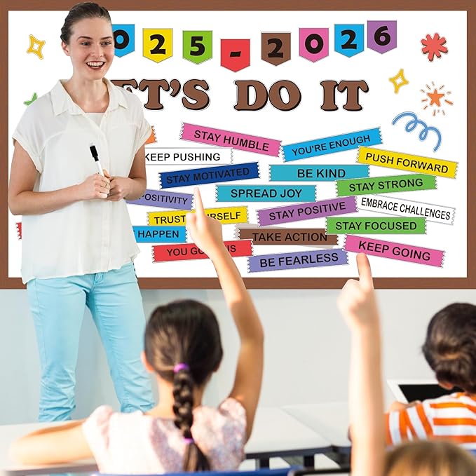 Welcome Back to School Bulletin Board Motivational Classroom Decorations Set This is Your Year Paper Cutouts Colorful Positive Affirmation for Office Home Nursery Chalkboard Wall Door Supplies