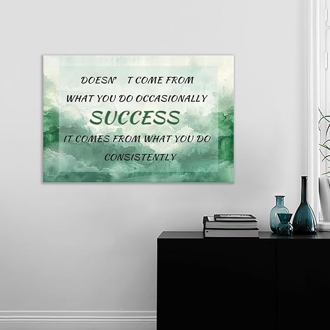 DINGFUN Success Canvas Wall Art Decor Inspirational Poster Motivational Quotes Painting Positive Energy Picture Print Artwork for Modern Home Living Room Office School Ready to Hang [36''Wx24''H]