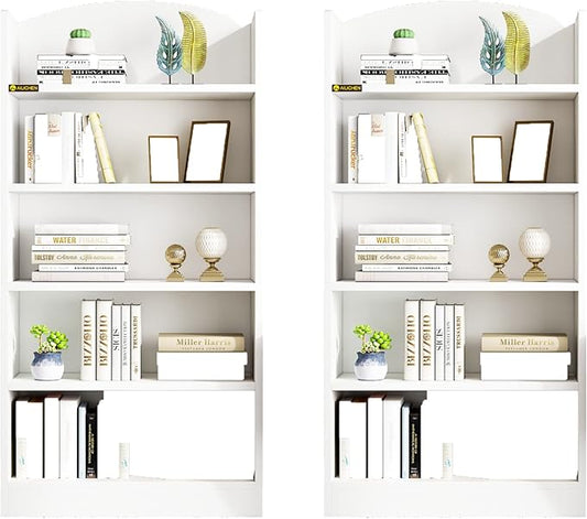 5 Shelf Bookcase Bookshelf Open Bookcase, Storage Shelves Floor Standing Unit Display Rack Mid-Century Modern Bookcase Retro Wood Bookshelves Storage Organizer Shelf for Bedroom,Living Room