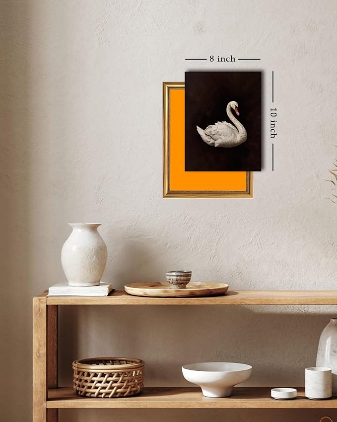 Kizbok Vintage Wall Art Decor - Classical Dark Swan Canvas Art Prints - Nursery Wall Decor - Antique Watercolor Swan - Pictures for Bedroom, Bathroom, Office Decor (8" x 10" - UNFRAMED)