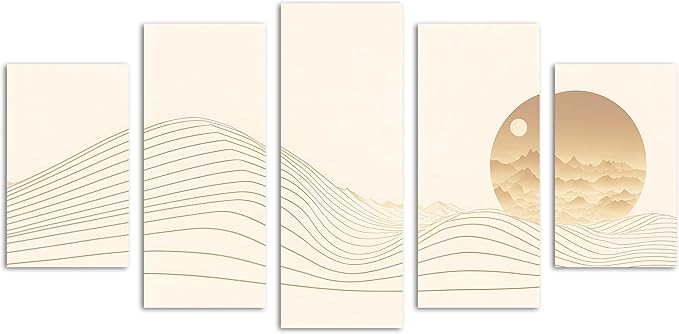 40 x 22 TOTAL - Landsape of lines Wall Art Canvas Geometric Print modern minimalis - 5 Panel Diamond Split