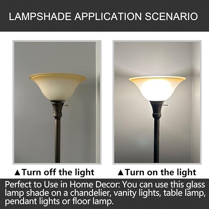 Antique Glass Lamp Shade for Floor lamp, Alabaster Torchiere Lamp Shade Replacement, Floor Lamp Replacement Parts (Antique, 12'')