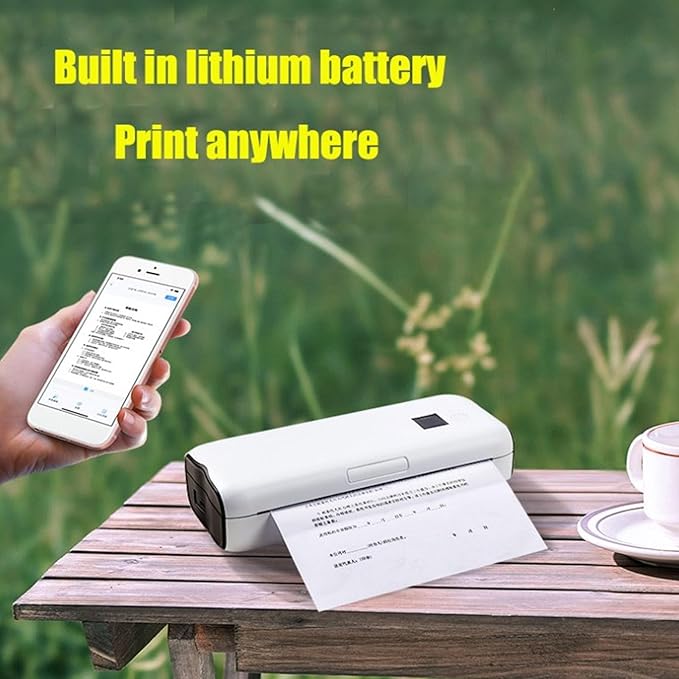 Portable A4 Thermal Printer Inkless Printing Machine Rechargeable Thermal Printer Mobile Label Printer for Travel Home School Office