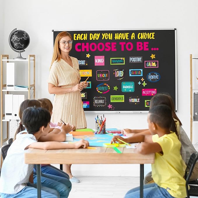 Motivational Bulletin Board Set Colorful Inspirational Decoration for Classroom Motivational Posters Choose to Be Positive Accent Cutouts Colorful Bulletin Boards for Teachers School Wall Supplies