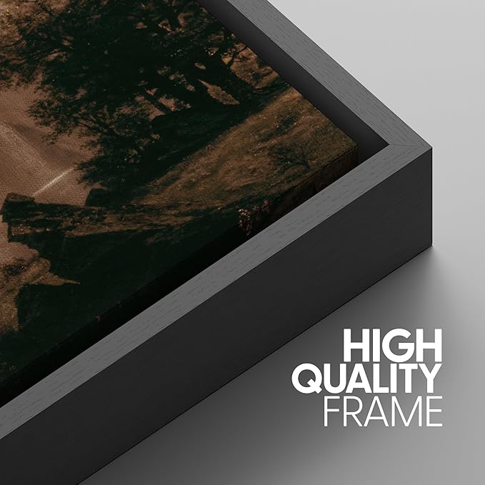 SIGNWIN Framed Canvas Print Wall Art Set Dramatic Mountain Valley Lake Landscape Illustrations Modern Art Decorative Nordic Abstract for Living Room, Bedroom, Office - 16"x24"x3 Black