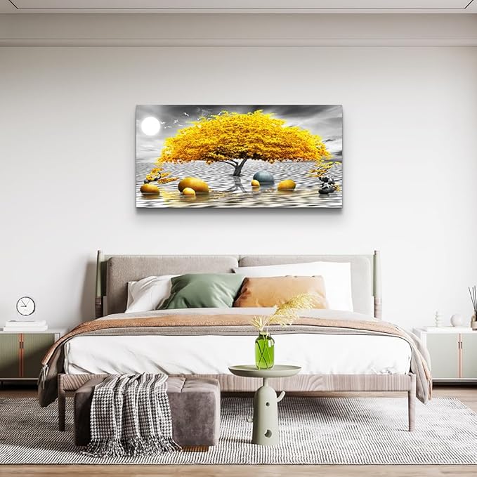 Wall decorations for living room Canvas Wall Art for bedroom Abstract wall decor Black and white Canvas Art Yellow tree paintings bathroom Home Decoration Hang Pictures Office large Wall Artworks