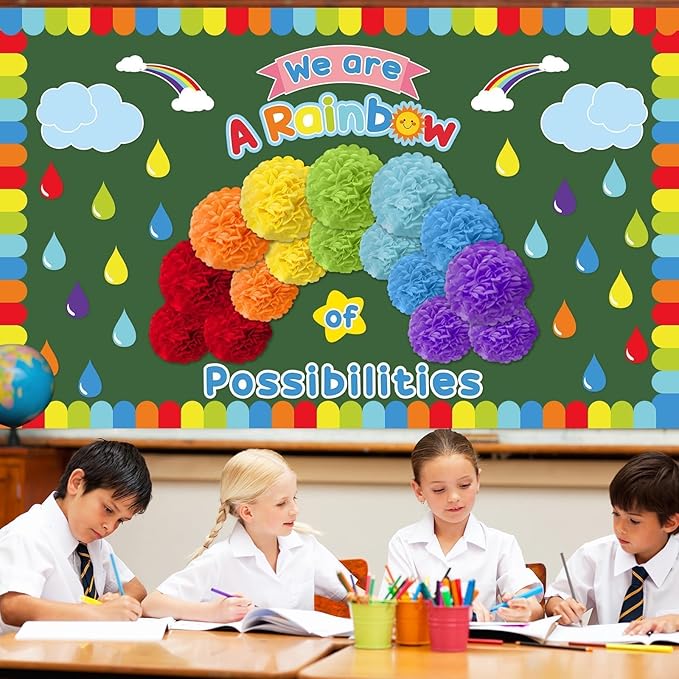 3D We are A Rainbow of Possibilities Bulletin Board Decorations Colorful Rainbow Bulletin Board Motivational Rainbow Themed Classroom Decor for Back to School Chalkboards Wall