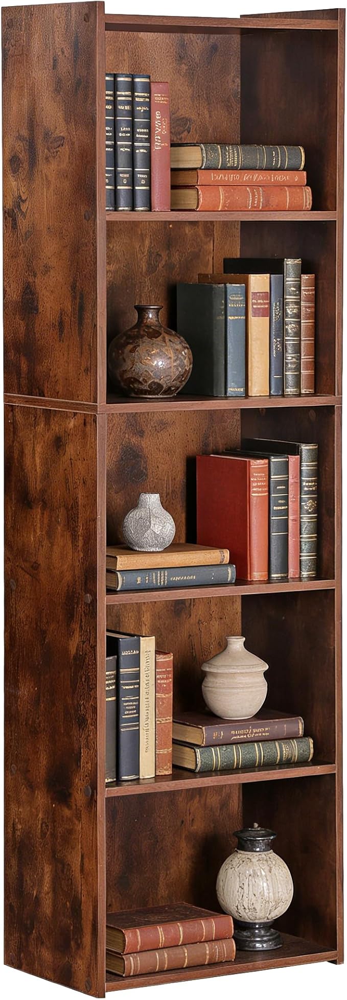 ZENY 5-Tier Shelf Bookcase, Freestanding Wood Storage Display Open Bookshelf for Home Office (Rustic Brown)