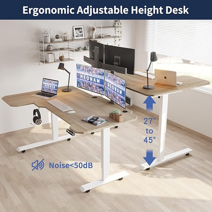 Ergonomic Electric Standing Desk 59 Inch, Height Adjustable Sit Stand Desk with Memory Keypad and Large Work Surface