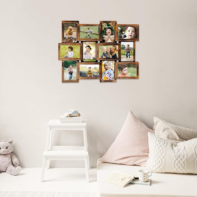 HELLO LAURA - 4x6 Picture Frame Collage Classic Photo Frames Gallery Collection Display 12 Opening Photos Collage Frame for Wall Picture Frame 6" x 4" Photo Sockets x 12 | Bronze Like Edge