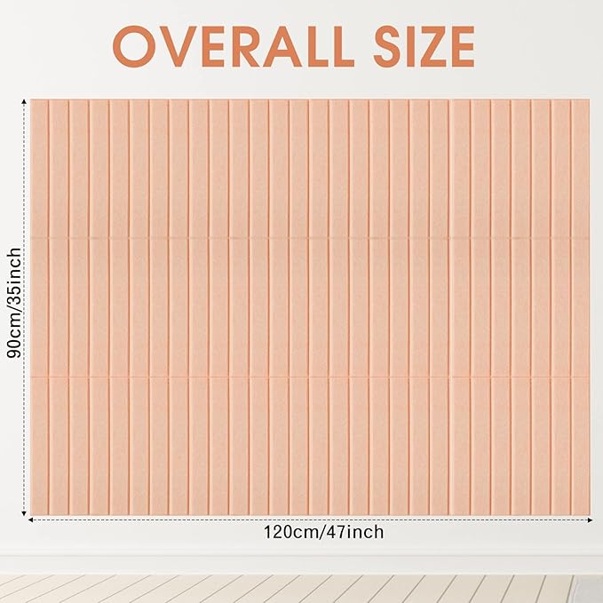 Honoson 12 Pack 47" x 35" Large Cork Board Alternative Felt Bulletin Board Wall Tiles with Safe Square Adhesive Large Roll Cork Tiles for Walls Organize Home Office Classroom Pin Panels(Light Pink)