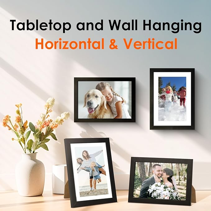 FIXSMITH 5x7 Picture Frame Set of 6, Photo Frame with HD Plexiglass, Display Pictures 4x6 with Mat or 5x7 Without Mat Multi Picture Frames Collage for Tabletop or Wall Display, Black