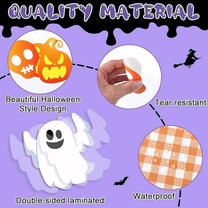 Halloween Ghost Bulletin Board Set Boo Ghost Bat Patterned Classroom Decorations Cute Halloween Paper Cutouts for Office School Birthday Chalkboard Wall Door Decor
